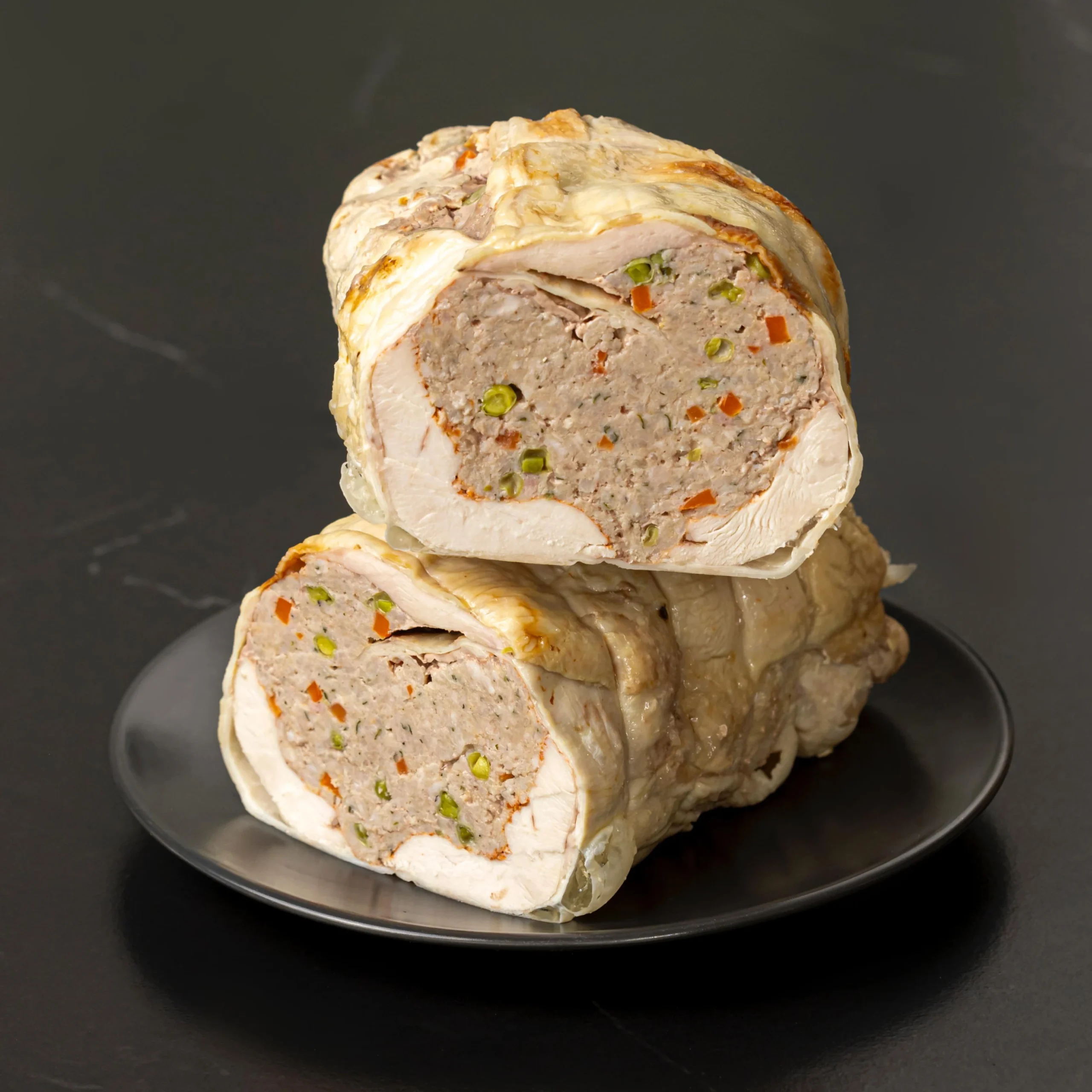 Pollo relleno de carne y verduras - Catala